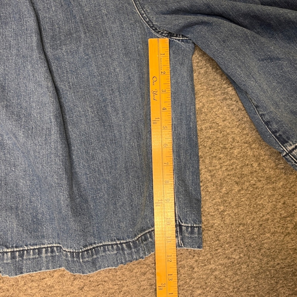 Lands End Pleated Bermuda Shorts Womens 6 Blue Denim High Rise 90s Mom Coastal - Picture 5 of 12
